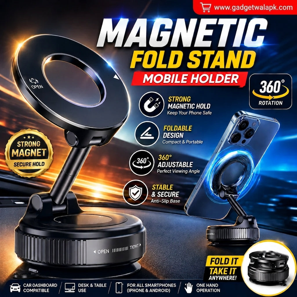 360° Magnetic Car Phone Holder With Strong Suction Base