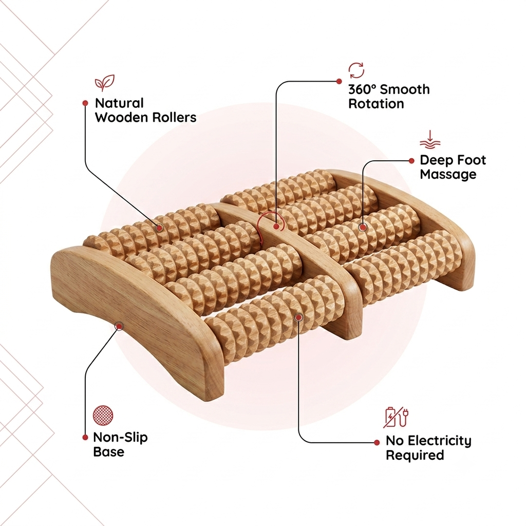 Premium Quality Wooden Roller Foot Massager