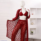 4-Piece Nightwear Set – Stylish Free-Size Including Gown, Bra, Panty & Trouser