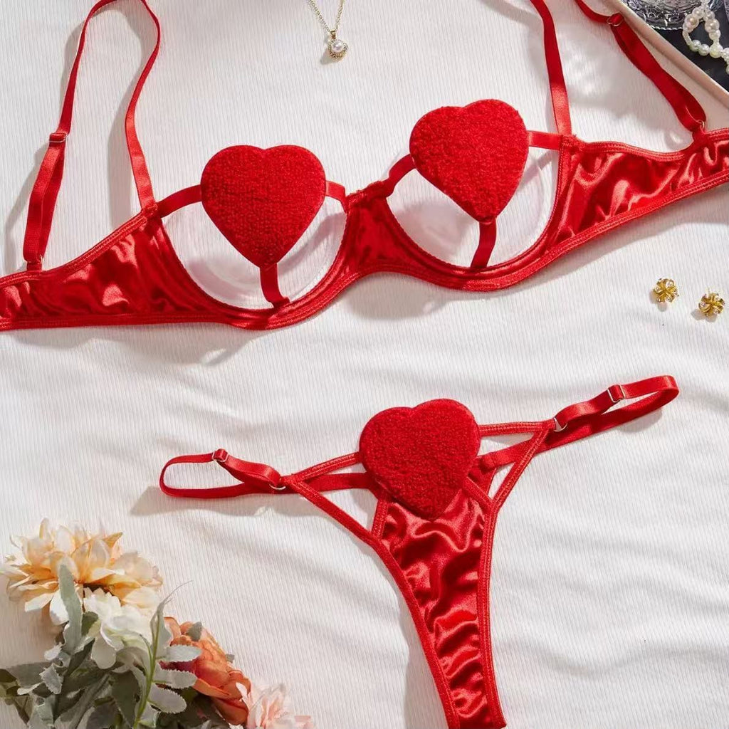 Ruby Love Heart Set Lace-Free Bra & Panty Set ❤️ (Free Size)
