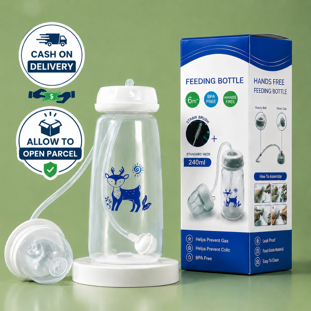 3 in 1 Hands-Free Self-Feeding Bottle for Babies 240ml    (Allow to Open Parcel)